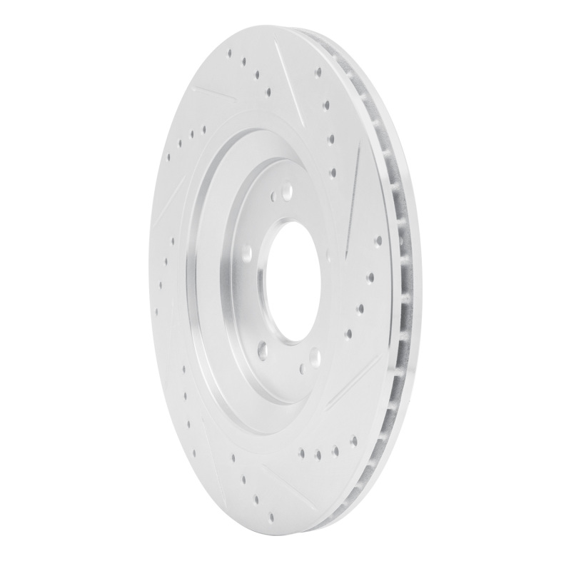 Hyundai Elantra N Brake Rotor (1) - Rear Left - R1 Concepts - Drilled & Slotted - Silver - `19-`25